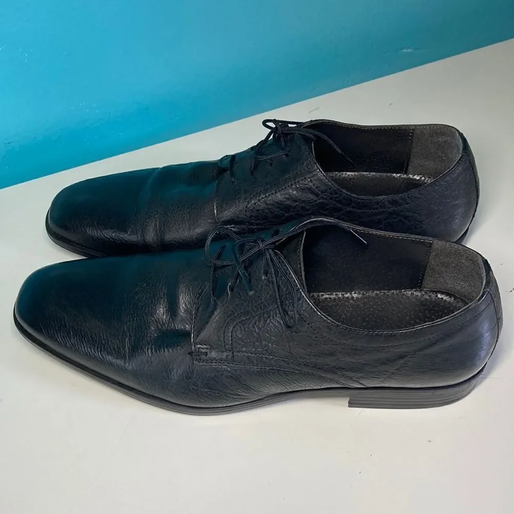 Andrea Rossi Mens Black Leather Lace Up Dress Shoes  Size 43 10 US